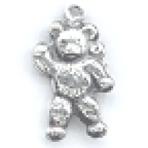 10x18mm Bright Nickel Teddy Bear Charm  pk/6