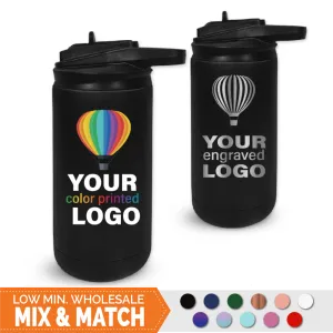 12 oz Insulated Sport Water Bottle with Matching Lid -Mix & Match- Bulk Wholesale Personalized Engraved or Full Color Print Logo