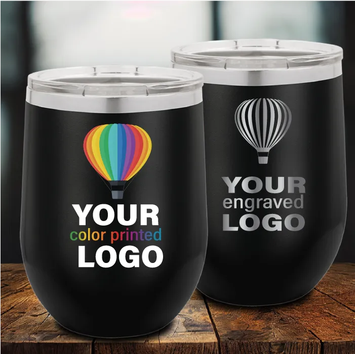 12 oz Wine Tumblers -Mix & Match- Bulk Wholesale Personalized Engraved or Full Color Print Logo