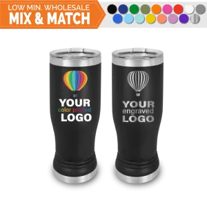 14 oz Promo Pilsner Beer Tumblers -Mix & Match- Bulk Wholesale Personalized Engraved or Full Color Print Logo