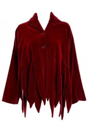 1987 Romeo Gigli Museum-Held Burgundy Red Velvet Jester Petal Swing Coat Jacket