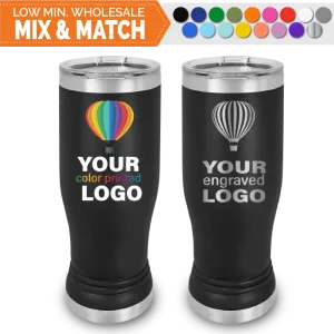 20 oz Promo Pilsner Beer Tumblers -Mix & Match- Bulk Wholesale Personalized Engraved or Full Color Print Logo