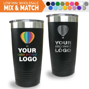 20 oz Promo Tumblers -Mix & Match- Bulk Wholesale Personalized Engraved or Full Color Print Logo