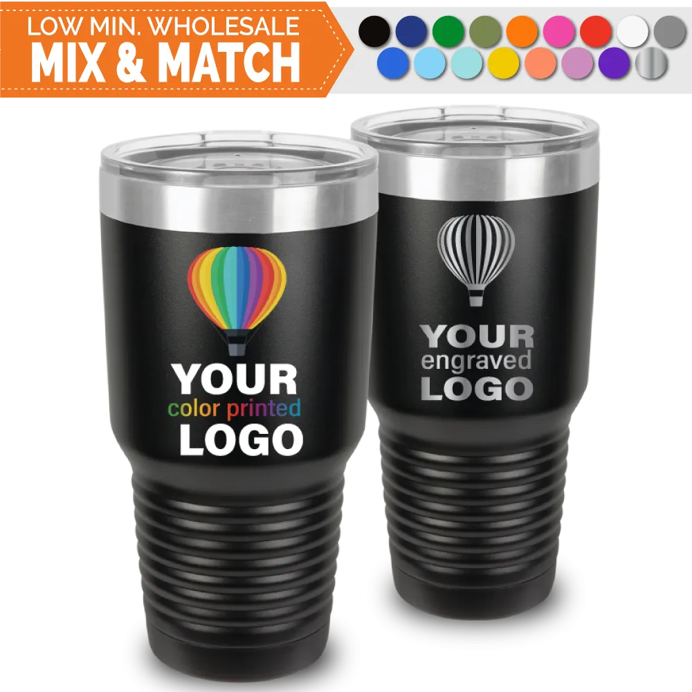 30 oz Promo Tumblers -Mix & Match- Bulk Wholesale Personalized Engraved or Full Color Print Logo