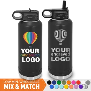 40 oz Insulated Sport Water Bottle -Mix & Match- Bulk Wholesale Personalized Engraved or Full Color Print Logo