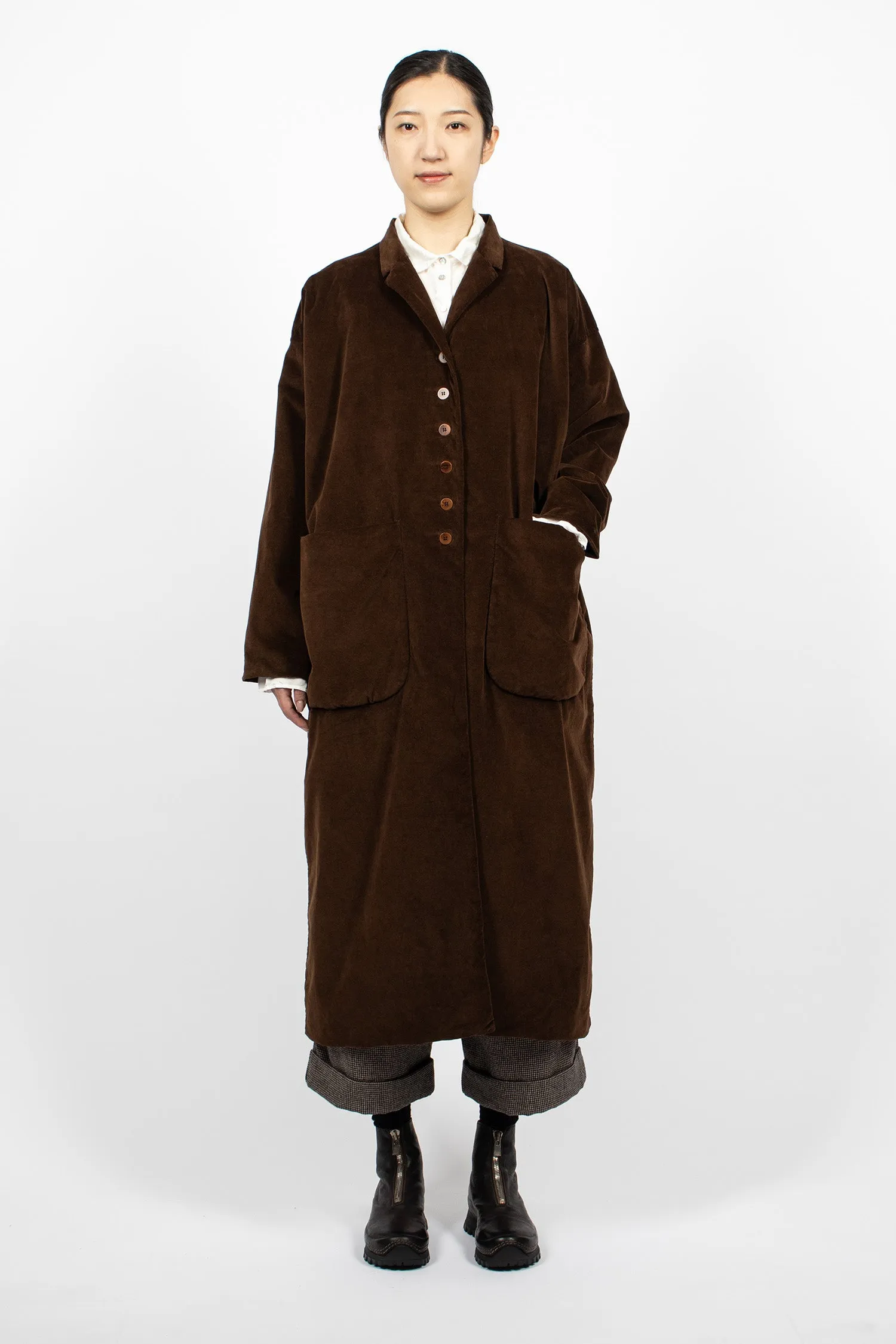 45_34 Velvet Long Coat Coffee