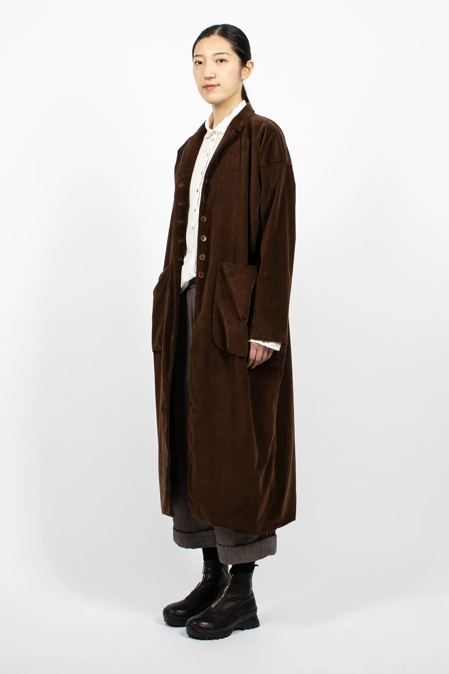 45_34 Velvet Long Coat Coffee