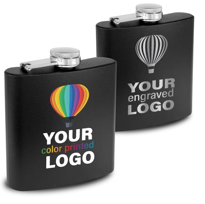 6 oz Flask -Mix & Match- Bulk Wholesale Personalized Engraved or Full Color Print Logo