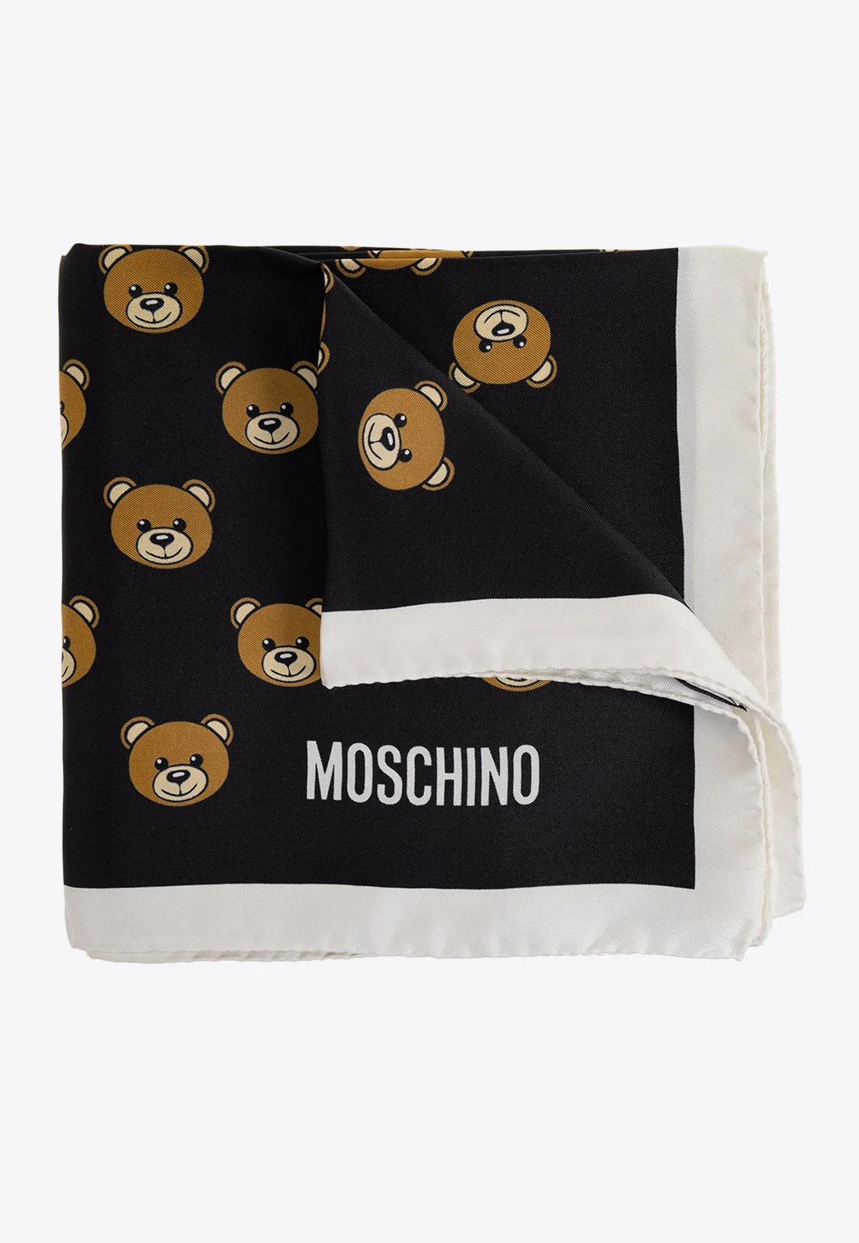 All-Over Teddy Bear Print Silk Scarf