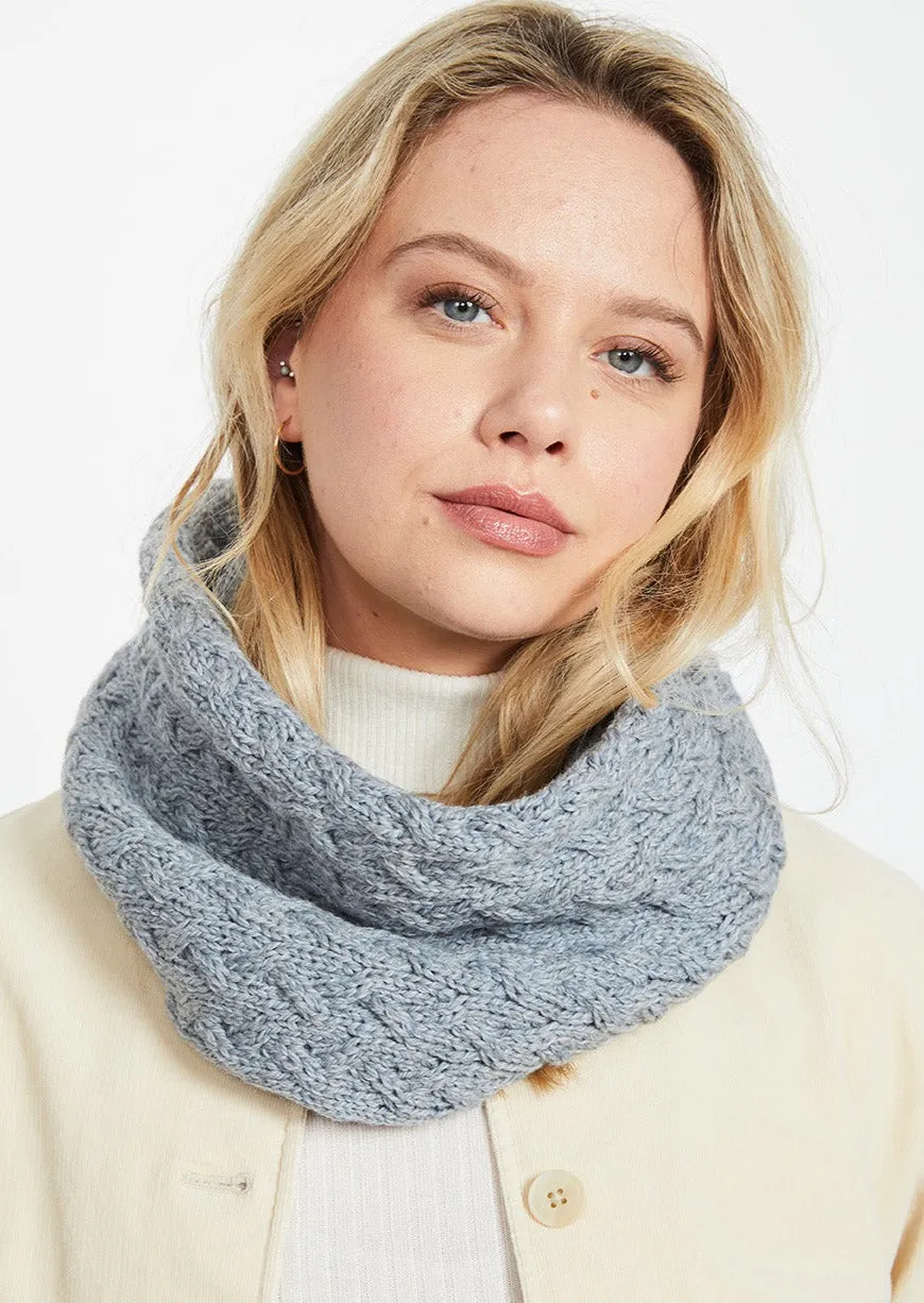 Aran Infinity Cable Scarf | Ocean Grey