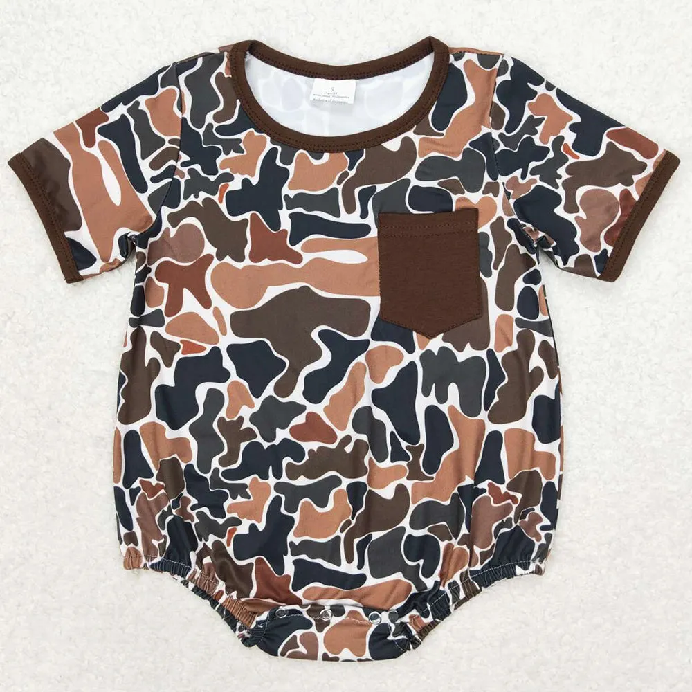 Baby Boys Rompers Summer Brown Camo Pocket Rompers SR1580