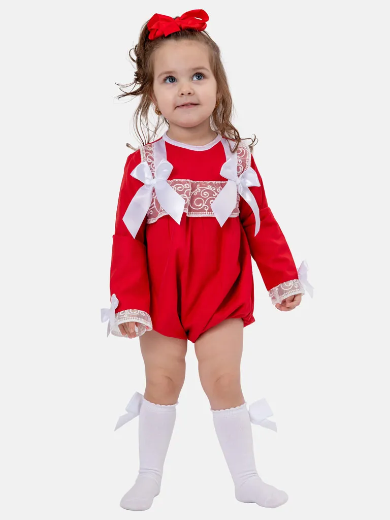 Baby Girl Gloria Collection Spanish Romper - Red