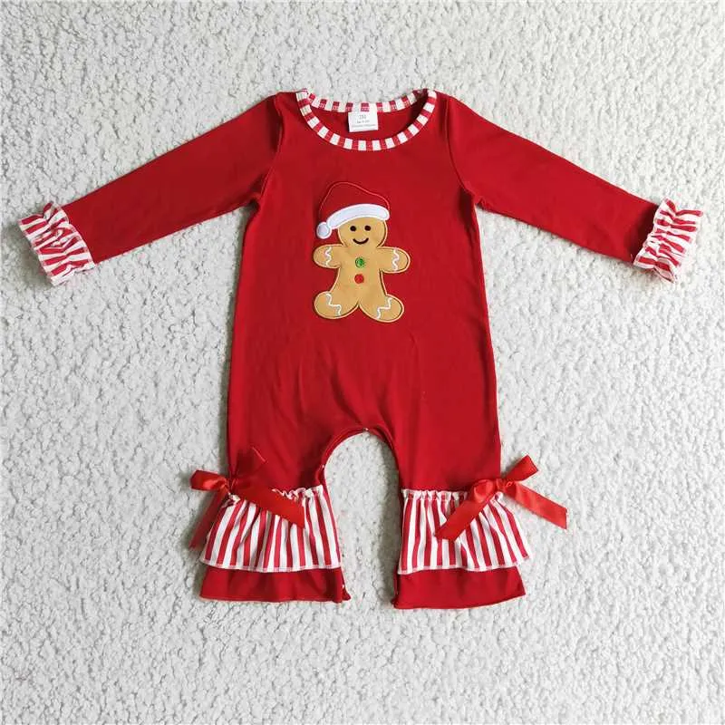 baby Girls gingerbread man red jumpsuit LR0196