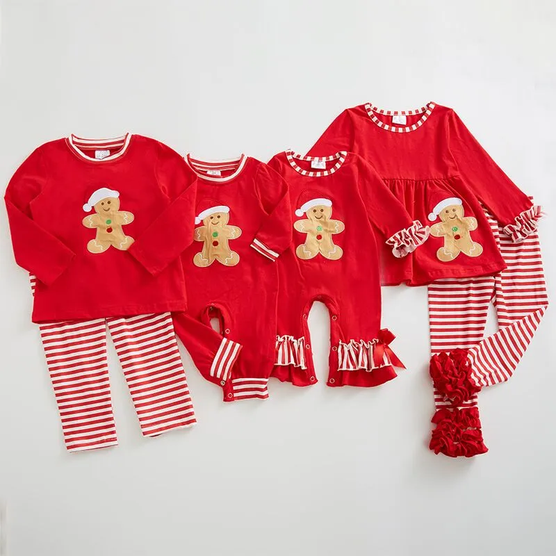 baby Girls gingerbread man red jumpsuit LR0196