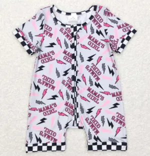 Baby Infant Girls Romper Boutique Mama's Girl Zip Short Sleeve Rompers SR0562