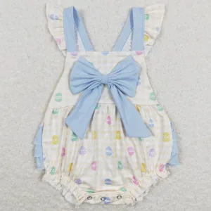 Baby Infant Girls Romper Easter Eggs Bow Ruffle Bubble Rompers SR0656