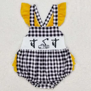 Baby Infant Girls Rompers Line Man Black Checkered Ruffle Summer Rompers SR1222