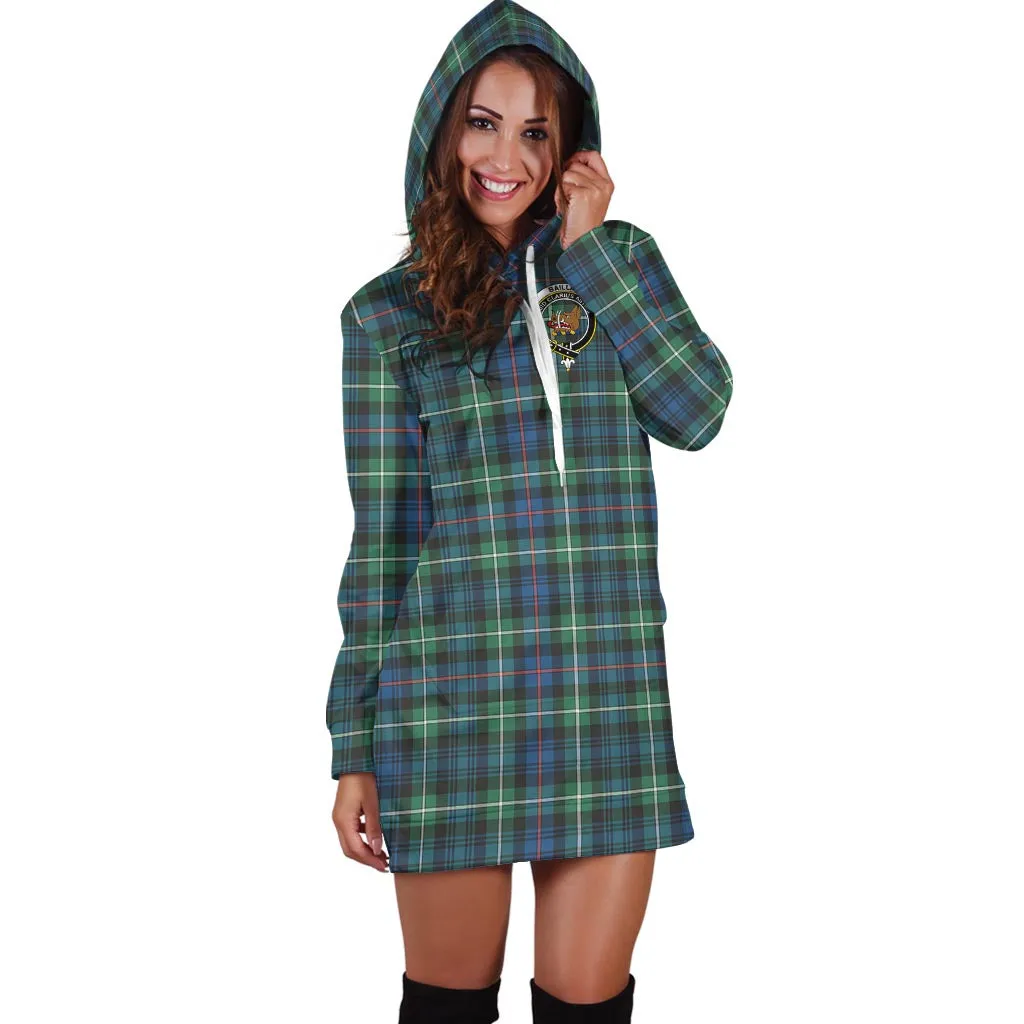 Baillie Ancient Tartan Hoodie Dress with Family Crest