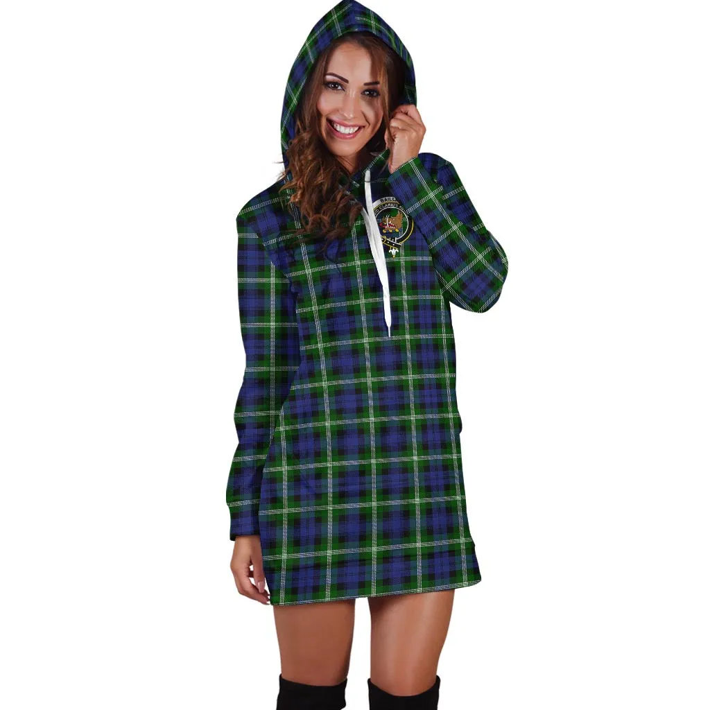 Baillie (Bailey) Tartan Hoodie Dress with Family Crest