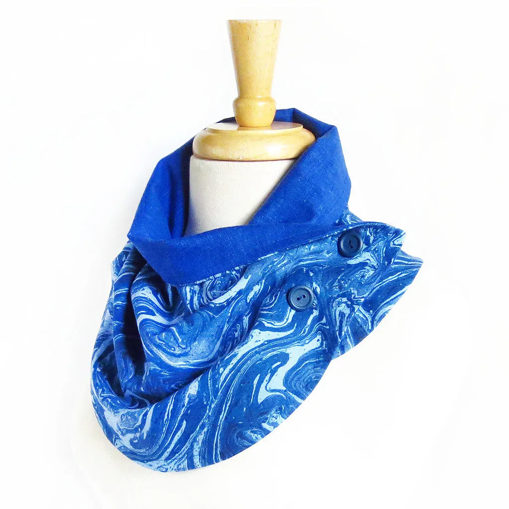 blue marble button scarf