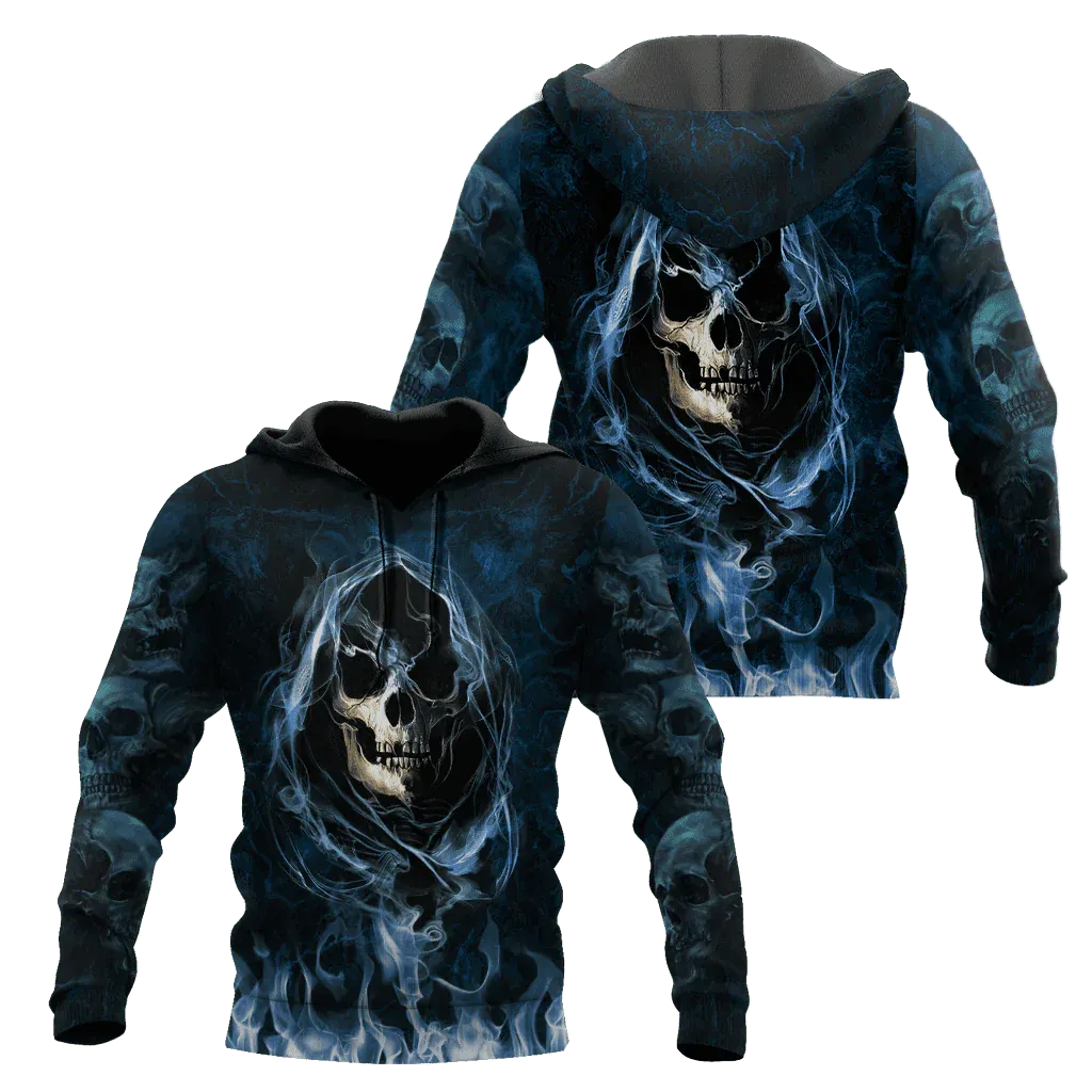 Blue Skull Smoke 3D Hoodie For Men And Women, Skull Smoke Hoodies