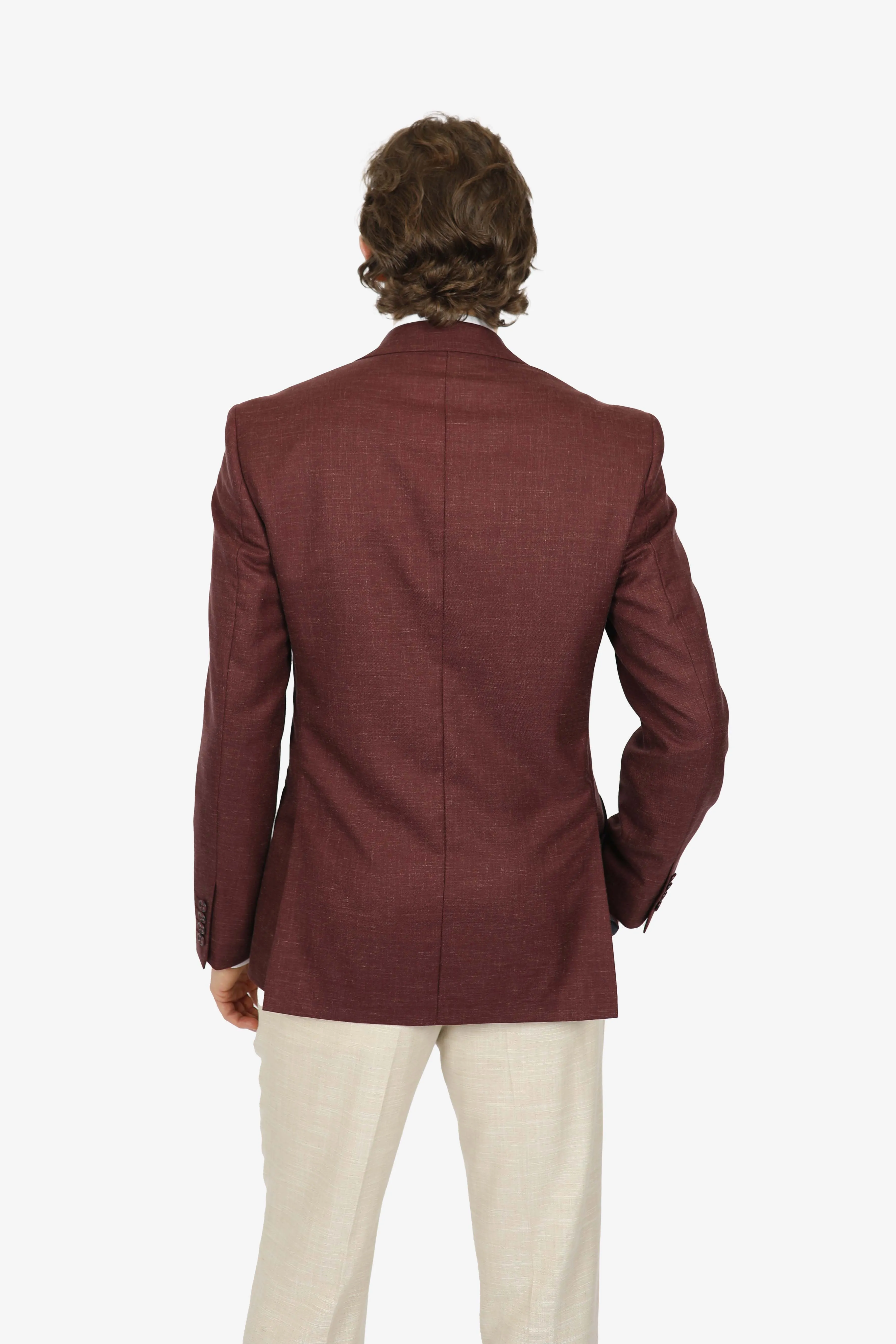 Burgundy Brinsley Linen Weave Sports Jacket