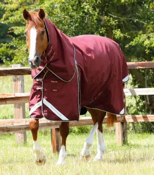 Buster Zero Turnout Rug with Classic Neck Cover Burgundy