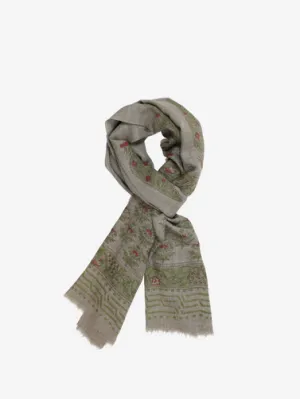 Cashmere Hand Block Floral Motif Scarf