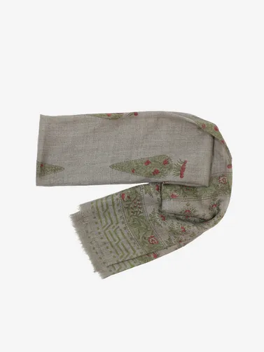 Cashmere Hand Block Floral Motif Scarf