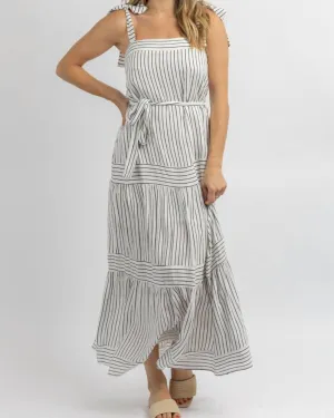 Coastline Tie Belt Maxi Dress In White | White