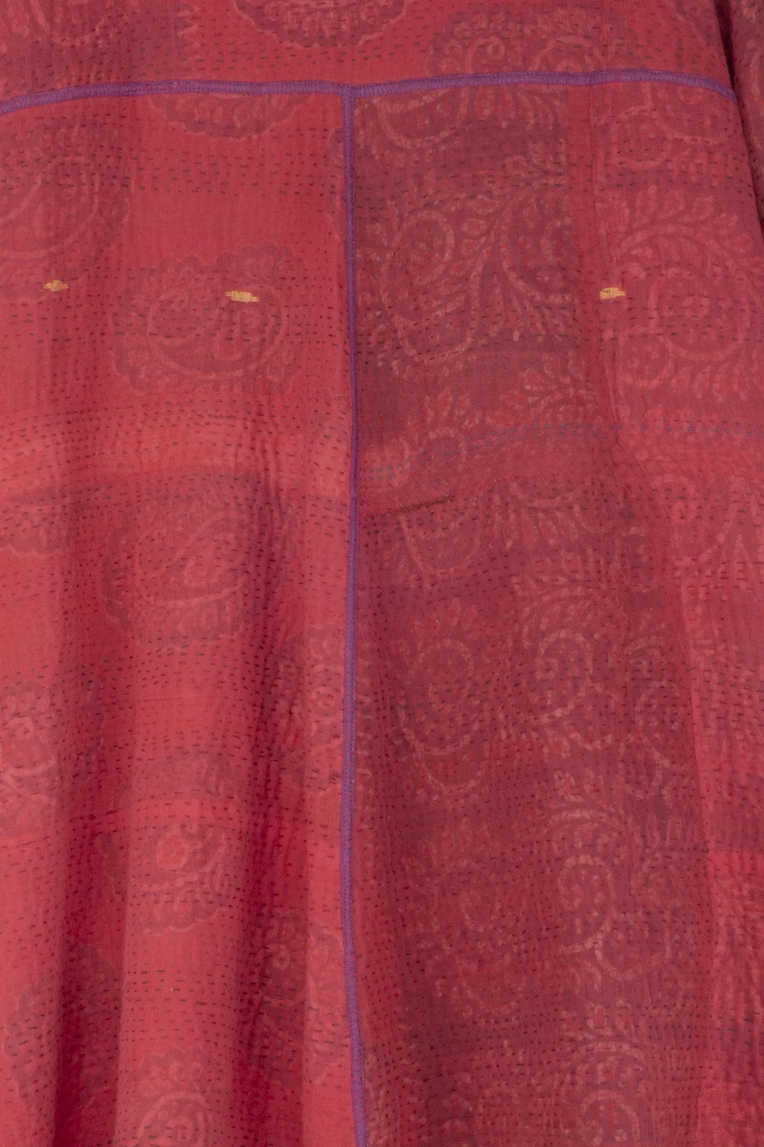 COTTON SILK SW PATCH KANTHA A-LINE DUSTER - ws4311-red -