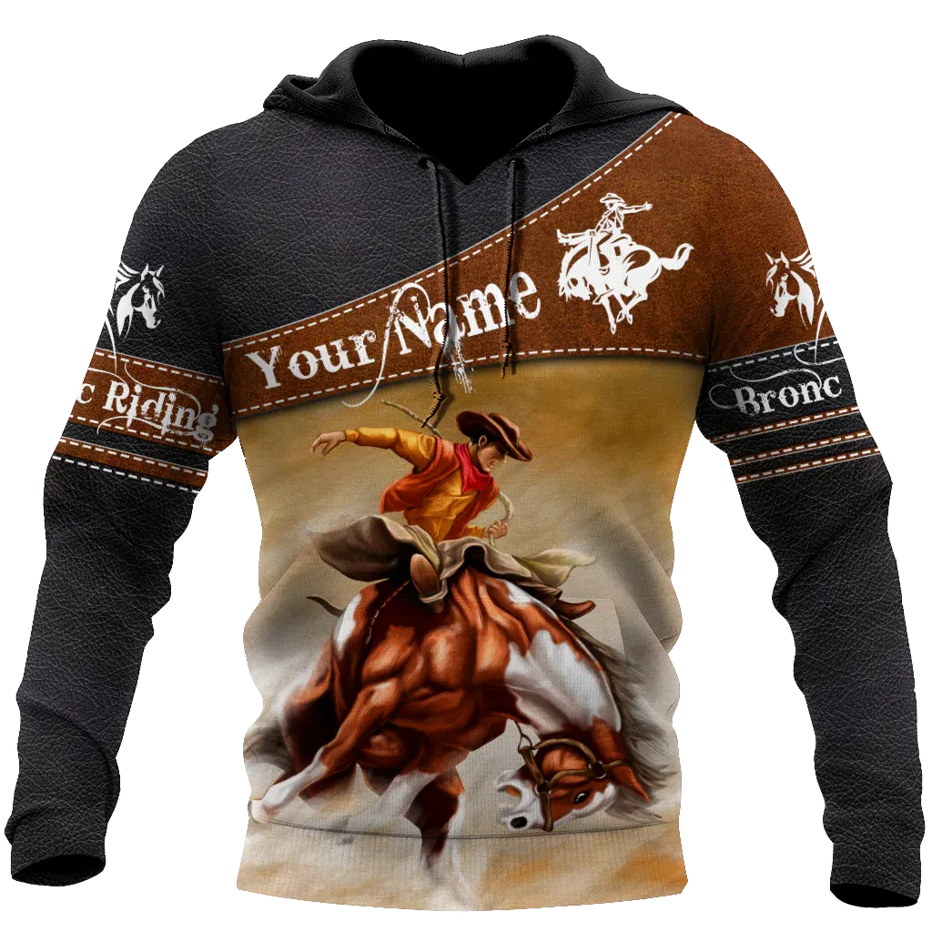 Custom Name Rodeo Hoodie Bronc Riding Horse Hoodie, Gift For Horse Lovers