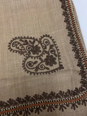 Dark Beige Embroidered Pashmina