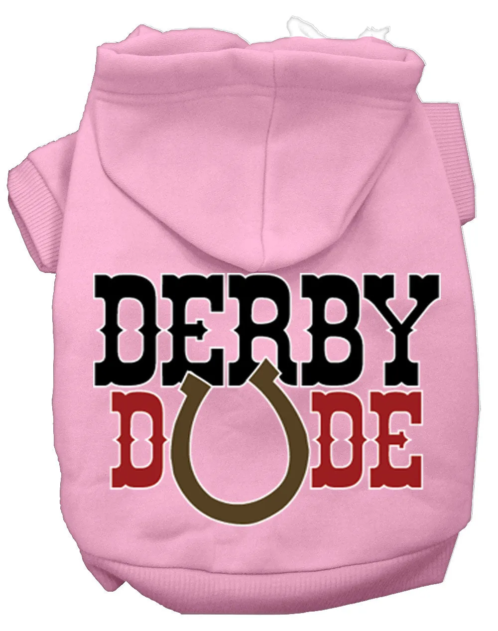 Derby Dude Screen Print Dog Hoodie Light Pink Xl