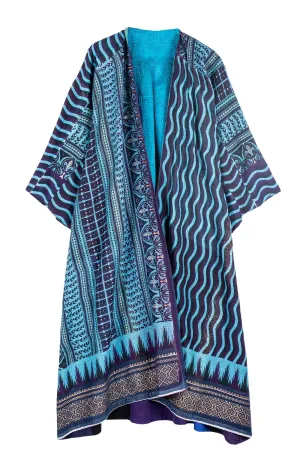 DESERT WAVES KANTHA KIMONO MAXI - dw2318-blu -