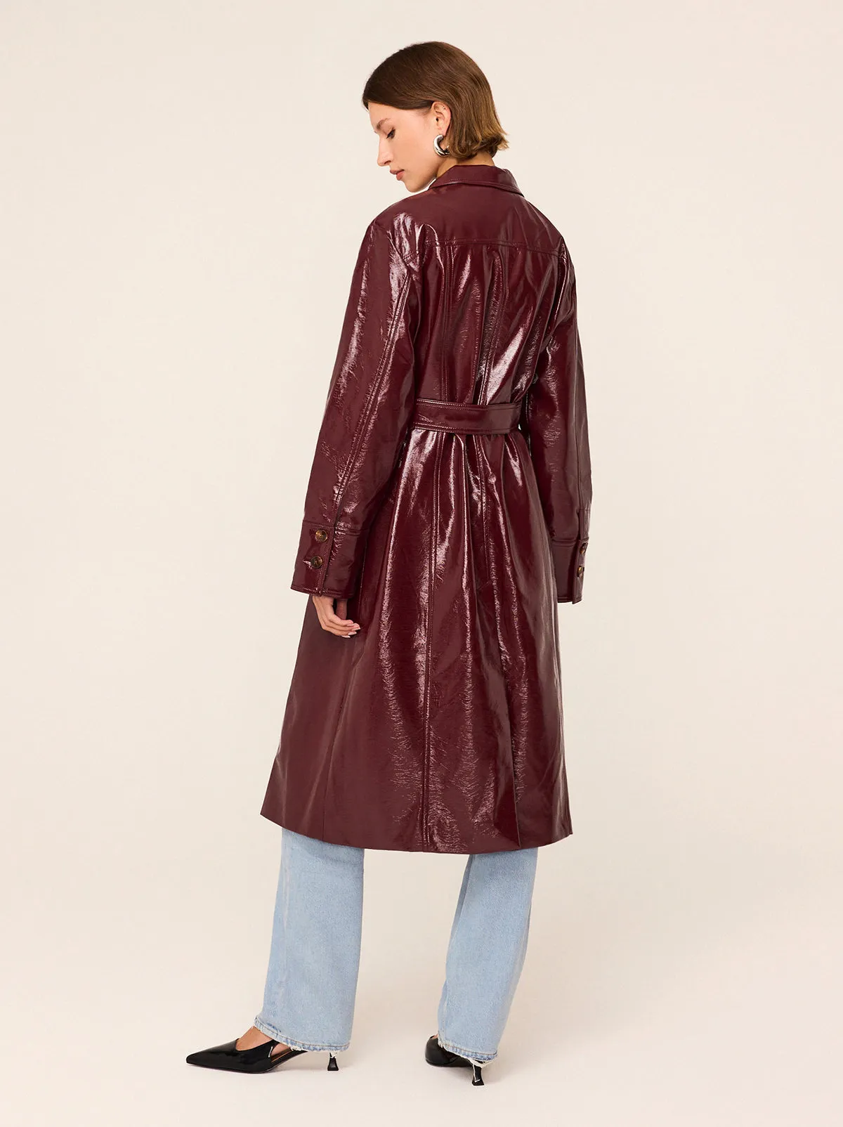 Dominique Burgundy Vinyl Coat