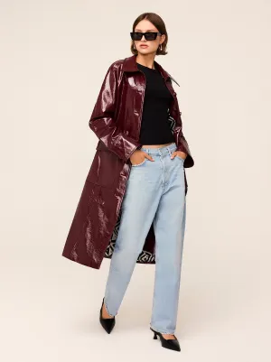 Dominique Burgundy Vinyl Coat