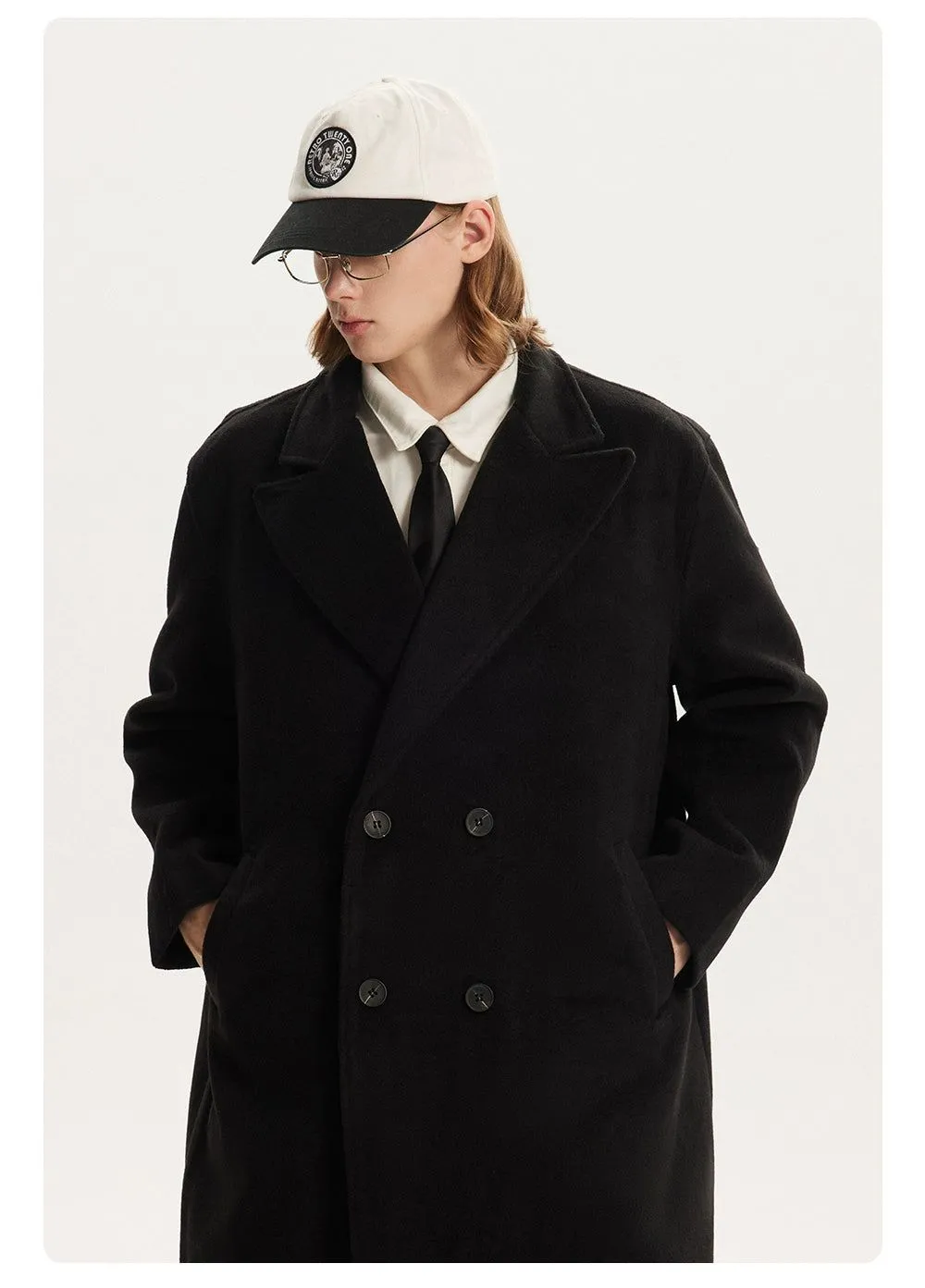 Double-Breasted Blend Woollen Overcoat