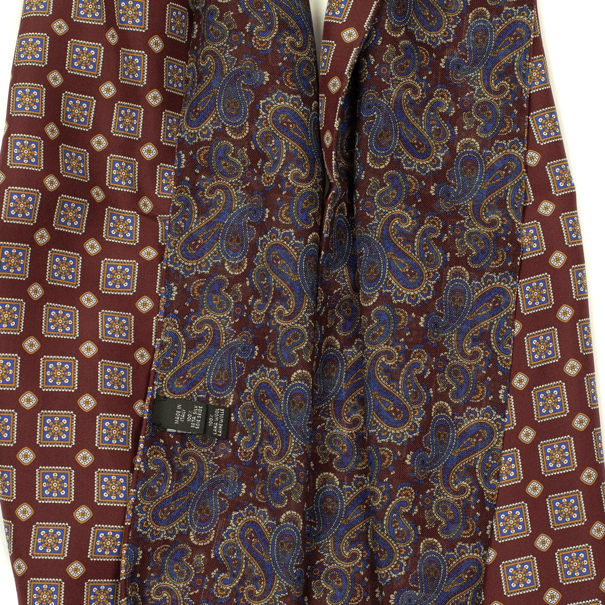 Double-sided silk foulard scarf in burgundy