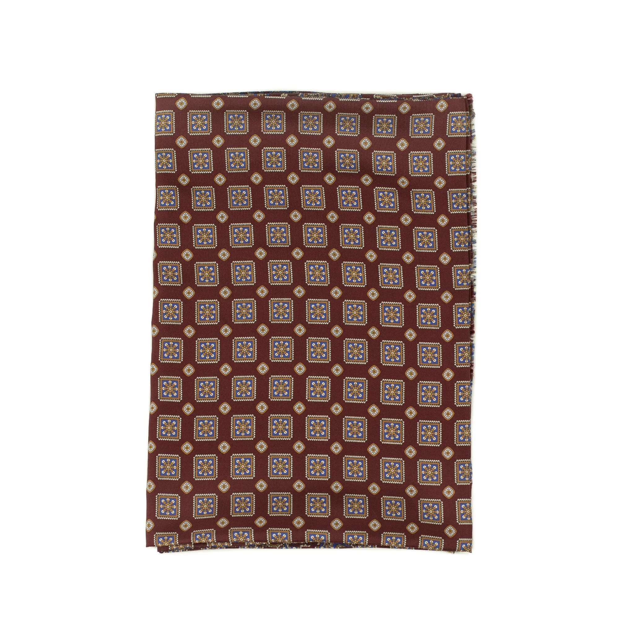 Double-sided silk foulard scarf in burgundy