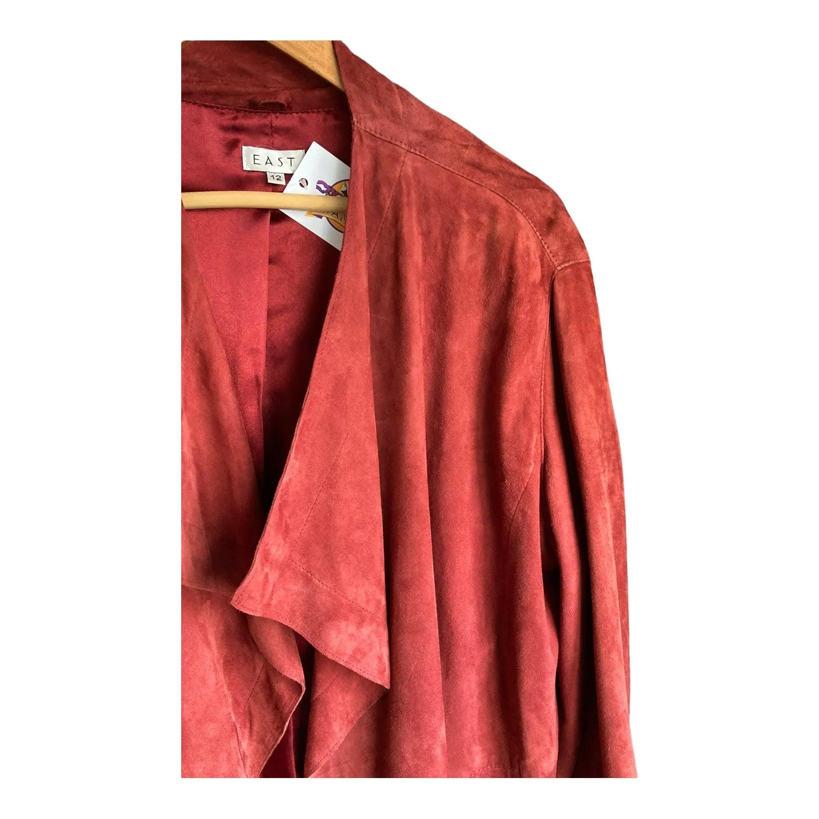 East Suede Burgundy Long Sleeved Coat UK Size 12