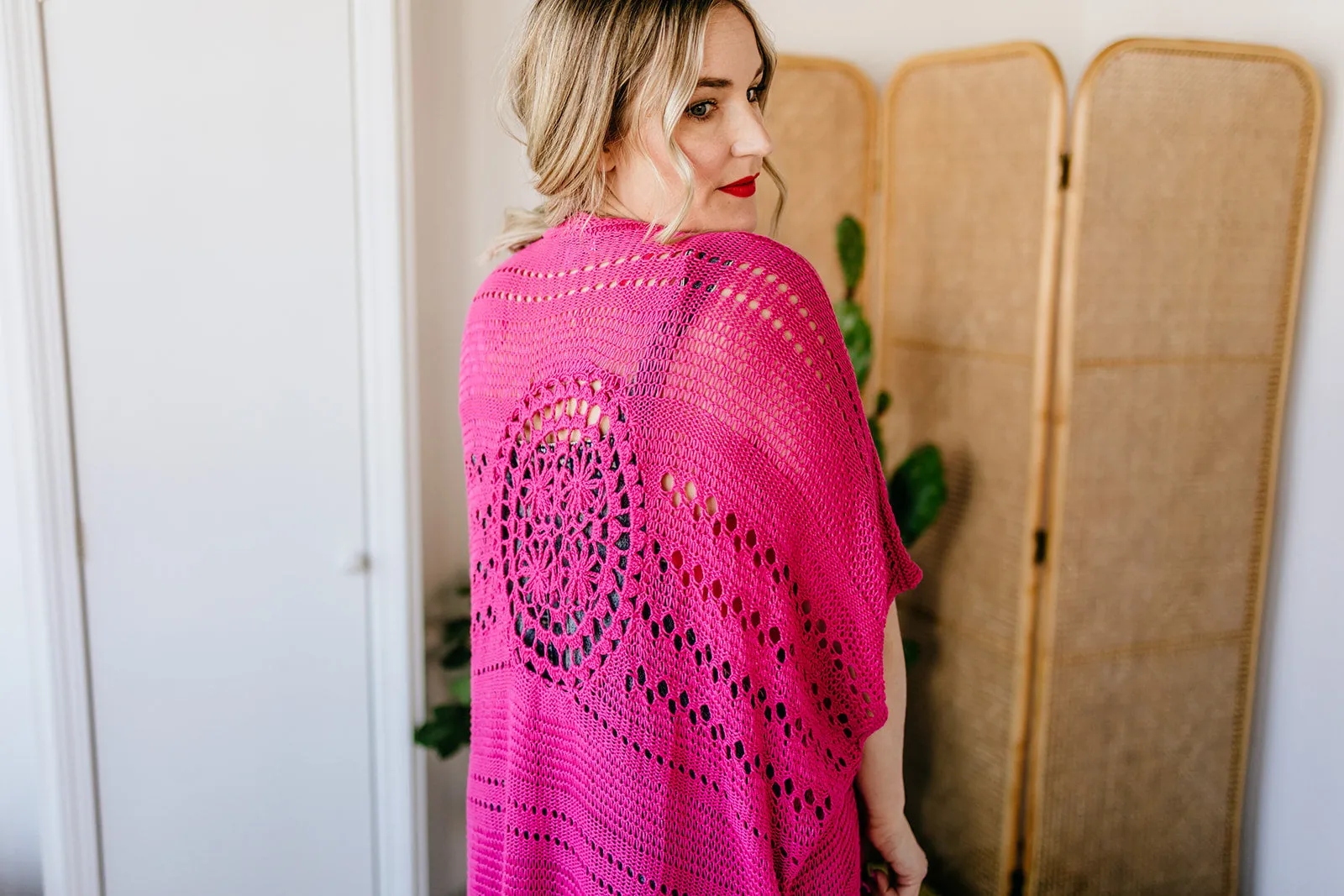 fern cardi in hot pink