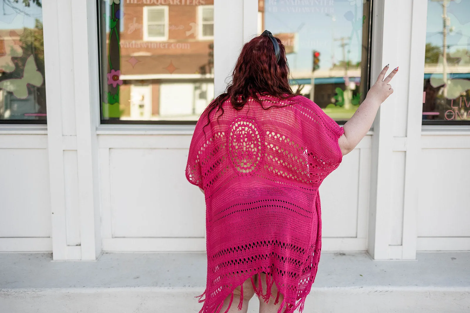 fern cardi in hot pink