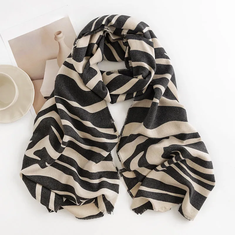 FH23-5106 zebra print winter scarf