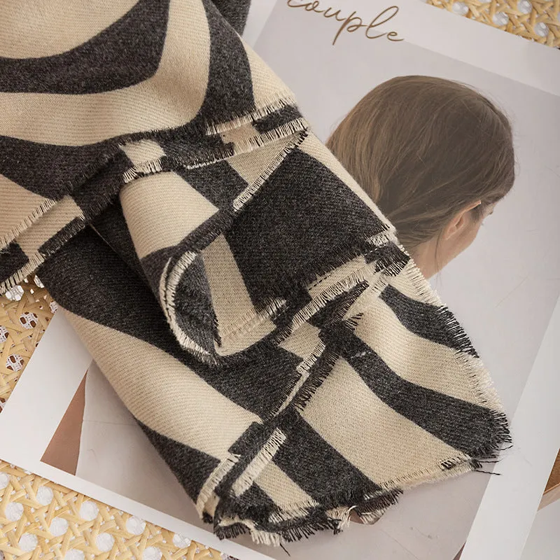 FH23-5106 zebra print winter scarf