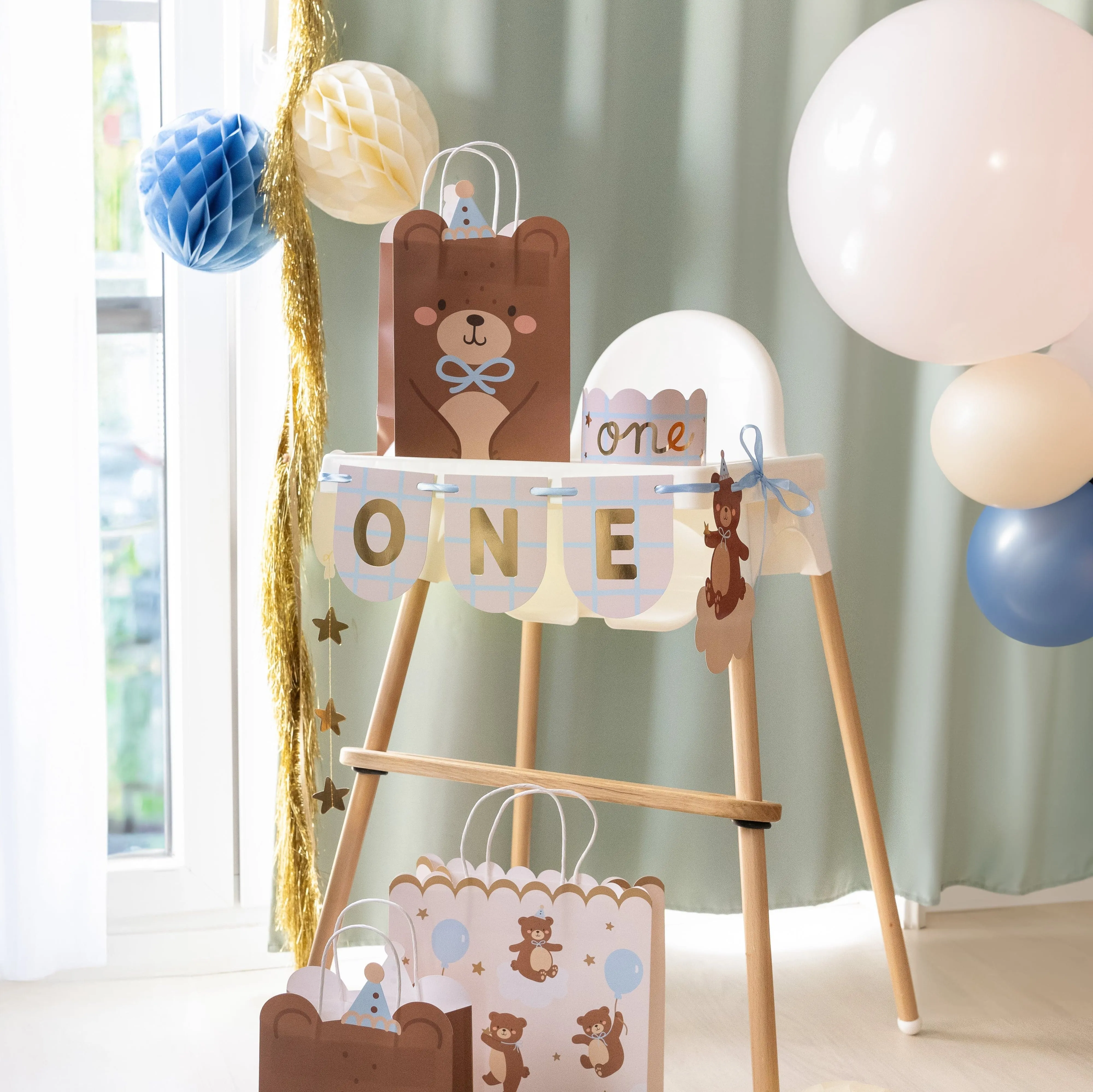 First Birthday Teddy Bear Chair Banner & Crown