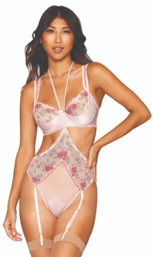 Gala Rose Embroidery Bra and Teddy Set