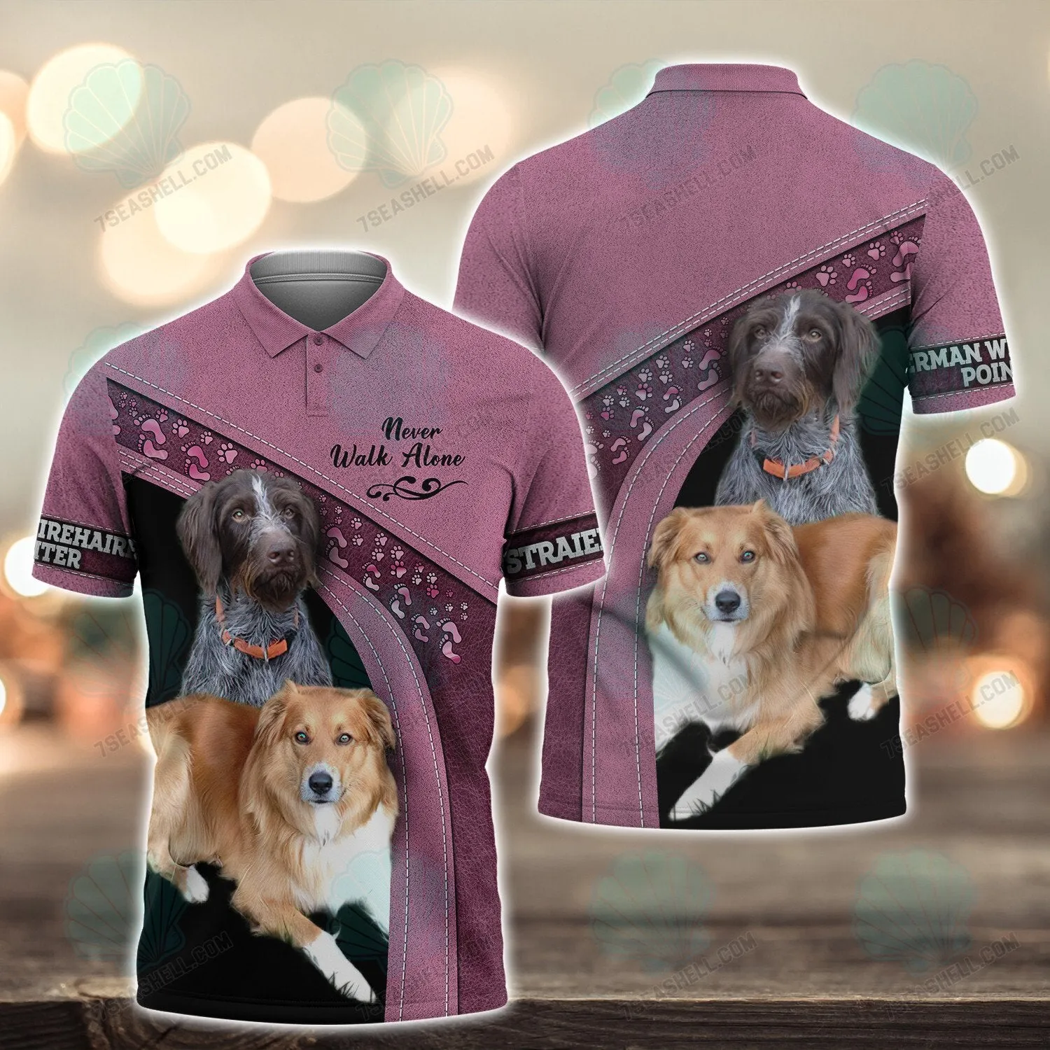 German Wirehaired Pointer And Austraienborder Never Walk Alone 3D Full Print Shirts, Christmas Dog Memorial Gifts for loss of Dog