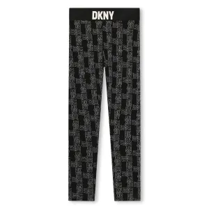 Girls Black & White Logo Print Leggings