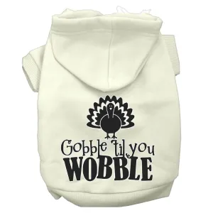 Gobble Til You Wobble Screen Print Dog Hoodie Cream Xxl